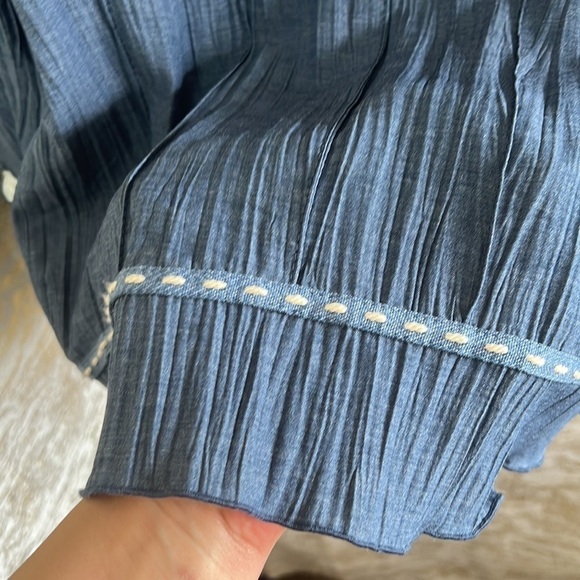 Vintage🧚‍♀️Vex Collection Blue Denim Like Pleated Blazer Size EU 46 - Picture 7 of 12